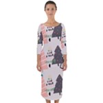 Christmas Trees Icons Quarter Sleeve Midi Bodycon Dress