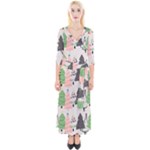 Christmas Trees Icons Quarter Sleeve Wrap Maxi Dress