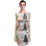 Christmas Trees Icons Sleeveless Velvet Midi Dress
