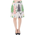 Christmas Trees Icons Velvet High Waist Skirt