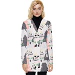 Christmas Trees Icons Button Up Hooded Coat 