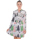 Christmas Trees Icons Long Sleeve Panel Dress