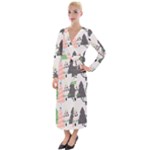 Christmas Trees Icons Velvet Maxi Wrap Dress