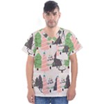 Christmas Trees Icons Men s V-Neck Scrub Top