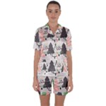 Christmas Trees Icons Satin Short Sleeve Pajamas Set