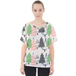 Christmas Trees Icons V-Neck Dolman Drape Top