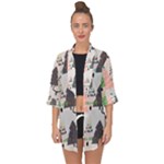 Christmas Trees Icons Open Front Chiffon Kimono