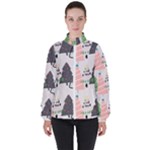 Christmas Trees Icons Women s High Neck Windbreaker