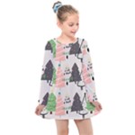 Christmas Trees Icons Kids  Long Sleeve Dress