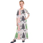 Christmas Trees Icons Kids  Quarter Sleeve Maxi Dress