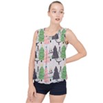 Christmas Trees Icons Bubble Hem Chiffon Tank Top