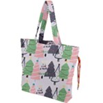 Christmas Trees Icons Drawstring Tote Bag