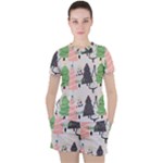 Christmas Trees Icons Women s T-Shirt and Shorts Set