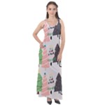 Christmas Trees Icons Sleeveless Velour Maxi Dress