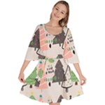 Christmas Trees Icons Velour Kimono Dress