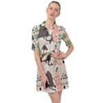 Christmas Trees Icons Belted Shirt Dress