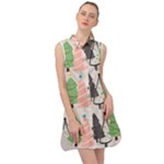 Christmas Trees Icons Sleeveless Shirt Dress