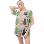 Christmas Trees Icons Oversized Chiffon Top