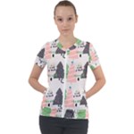 Christmas Trees Icons Short Sleeve Zip Up Jacket