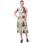 Christmas Trees Icons Keyhole Neckline Chiffon Dress
