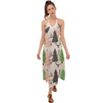 Christmas Trees Icons Halter Tie Back Dress 