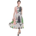 Christmas Trees Icons Round Neck Boho Dress