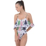 Christmas Trees Icons Drape Piece Swimsuit