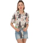 Christmas Trees Icons Tie Front Shirt 
