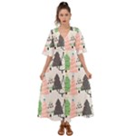Christmas Trees Icons Kimono Sleeve Boho Dress