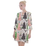 Christmas Trees Icons Open Neck Shift Dress