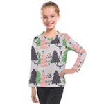 Christmas Trees Icons Kids  Long Mesh T-Shirt