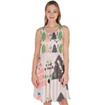 Christmas Trees Icons Knee Length Skater Dress With Pockets