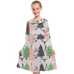 Christmas Trees Icons Kids  Midi Sailor Dress