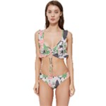 Christmas Trees Icons Low Cut Ruffle Edge Bikini Set