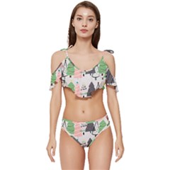 Ruffle Edge Tie Up Bikini Set	 