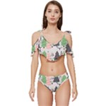 Christmas Trees Icons Ruffle Edge Tie Up Bikini Set	