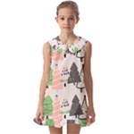 Christmas Trees Icons Kids  Pilgrim Collar Ruffle Hem Dress