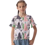 Christmas Trees Icons Kids  Cuff Sleeve Scrunch Bottom T-Shirt