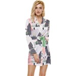 Christmas Trees Icons Long Sleeve Satin Robe