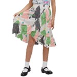 Christmas Trees Icons Kids  Ruffle Flared Wrap Midi Skirt