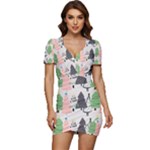 Christmas Trees Icons Low Cut Cap Sleeve Mini Dress