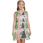 Christmas Trees Icons Kids  Sleeveless Tiered Mini Dress