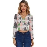 Christmas Trees Icons Long Sleeve V-Neck Top