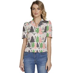 Puffed Short Sleeve Button Up Jacket 