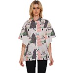 Christmas Trees Icons Women s Batwing Button Up Shirt