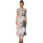 Christmas Trees Icons Sleeveless Round Neck Midi Dress