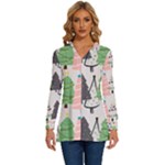 Christmas Trees Icons Long Sleeve Drawstring Hooded Top