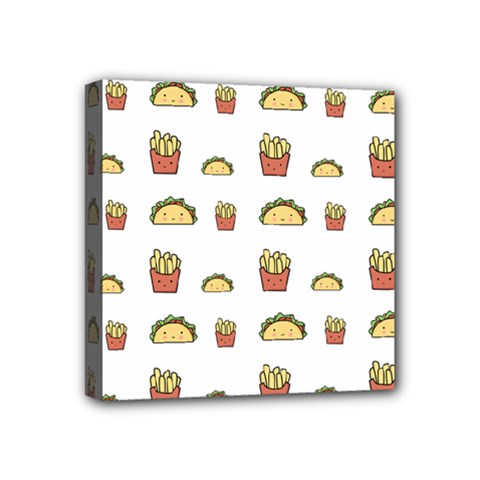 Fries Taco Pattern Fast Food Mini Canvas 4  x 4  (Stretched) from ArtsNow.com