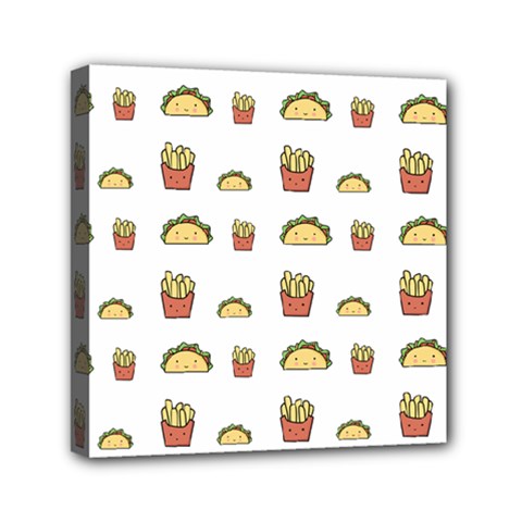 Fries Taco Pattern Fast Food Mini Canvas 6  x 6  (Stretched) from ArtsNow.com