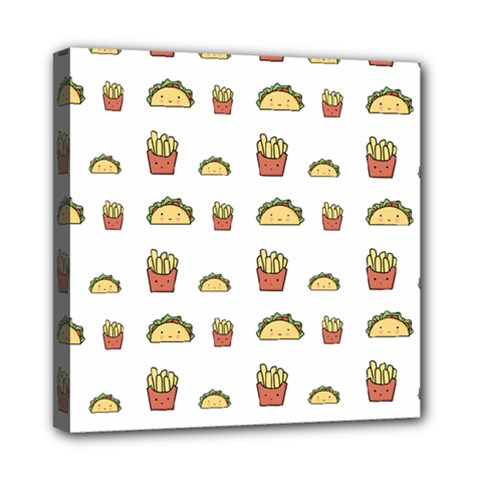 Fries Taco Pattern Fast Food Mini Canvas 8  x 8  (Stretched) from ArtsNow.com